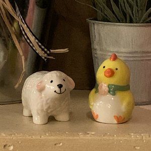 Easter Chick and Lamb Salt and Pepper Shakers